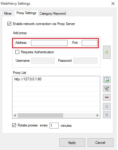 webharvy proxy settings sef settings